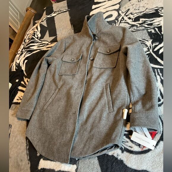 Treasure & Bond Coat Jacket Womens Size Large Gray 100% Polyester Long Sleeve - Picture 4 of 6